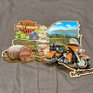 Harley Davidson Geneva NY Graphic T Shirt Men's 3XL Gray Motor Cycles